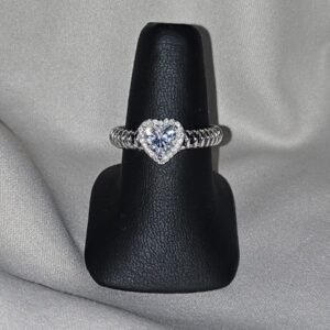 Anillo de Promesa Corazón Plata Ley 925. Con Zirconias y Rodio # 8